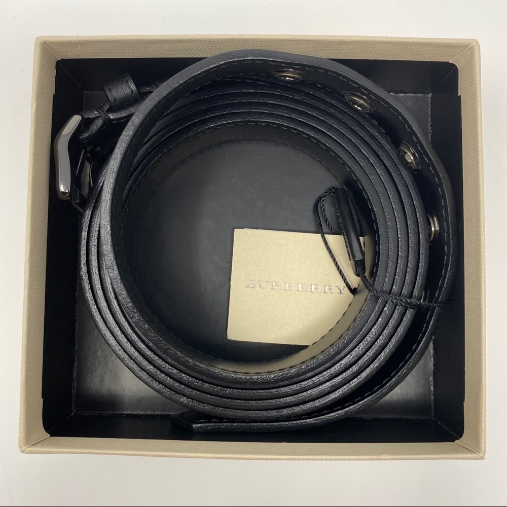 New Black Burberry Double Wrap Belt With Tags